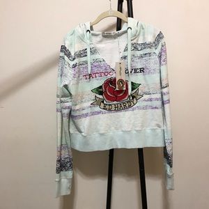 Ed Hardy Platinum Cropped Hoodie